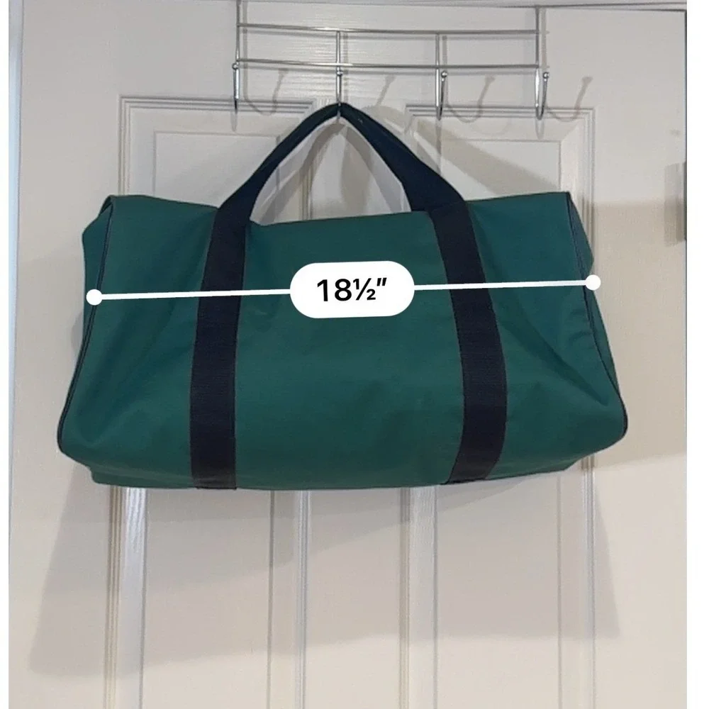 Vintage Guys Snacks Duffel Bag Green Canvas Advertising Weekender Gym Bag 18.5in